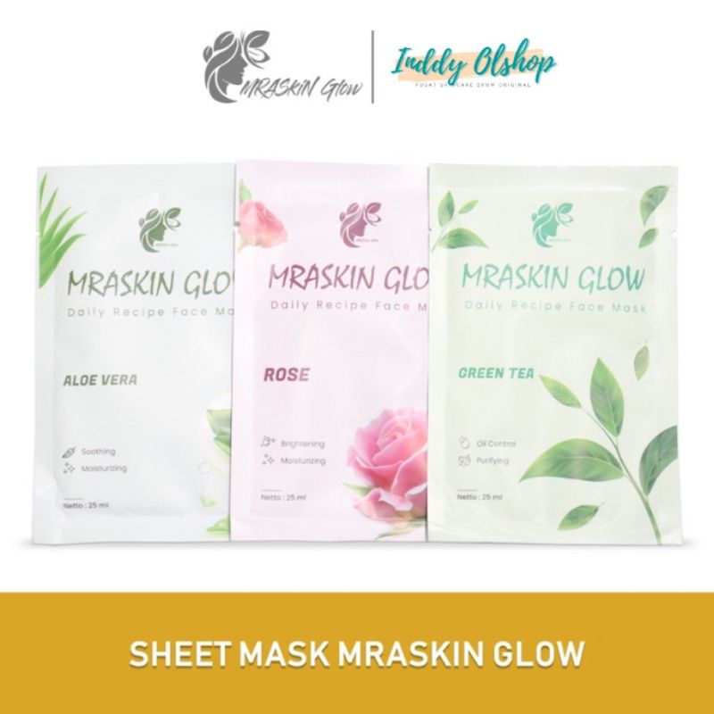 Mraskin Glow Daily Recipe Face Mask Original Bpom / Sheet Mask Mraskin Glow / Masker Wajah Mraskin