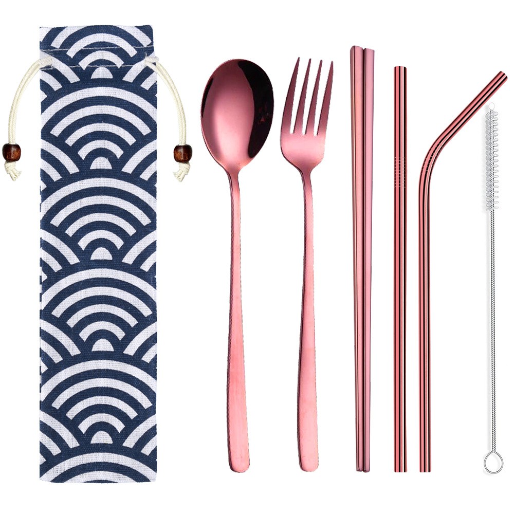 ALAT MAKAN SET KOREA STAINLESSTELL SENDOK GARPU SEDOTAN SUMPIT SUS304