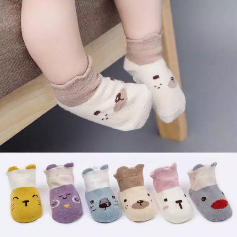 Kaos kaki bayi kartun face list ankle antislip import