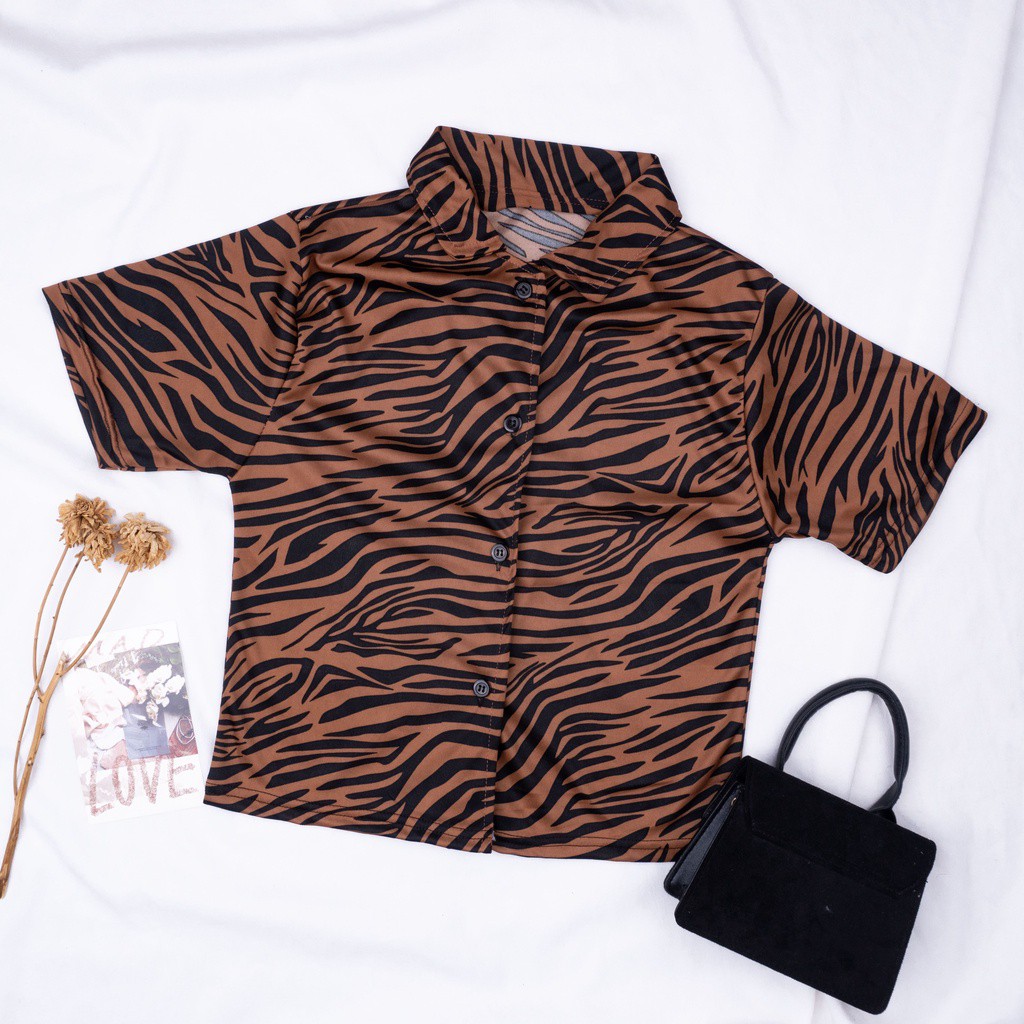 TS - PATTERN SHIRT CUTE LEOPARD//KEMEJA ZEBRA WANITA