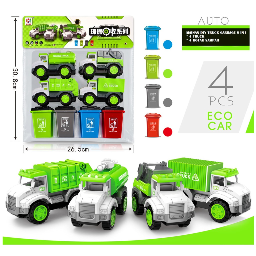 COD MAINAN ANAK DIY ECO GREEN CAR GARGABE TRUCK CAR HIJAU MOBIL SAMPAH GROSIR TRUK