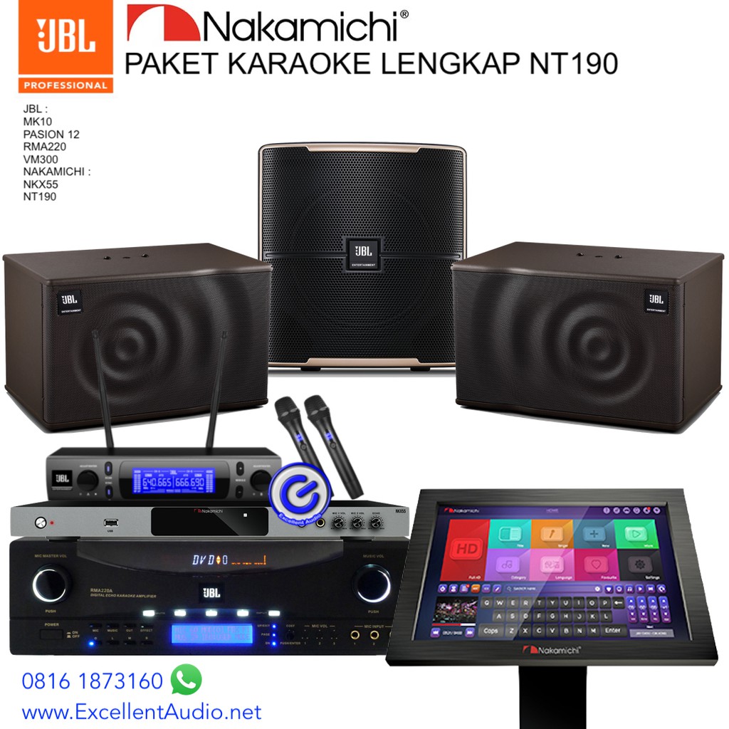 Jual Paket karaoke JBL rma220 pasion12 vm300 nakamichi nkx55 nt190