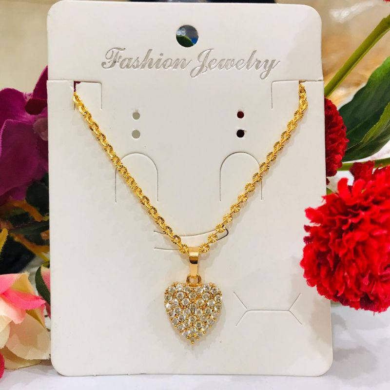Set Perhiasan Wanita Xuping Kalung Rantai Liontin Love Permata Dewasa Motif LOVE02