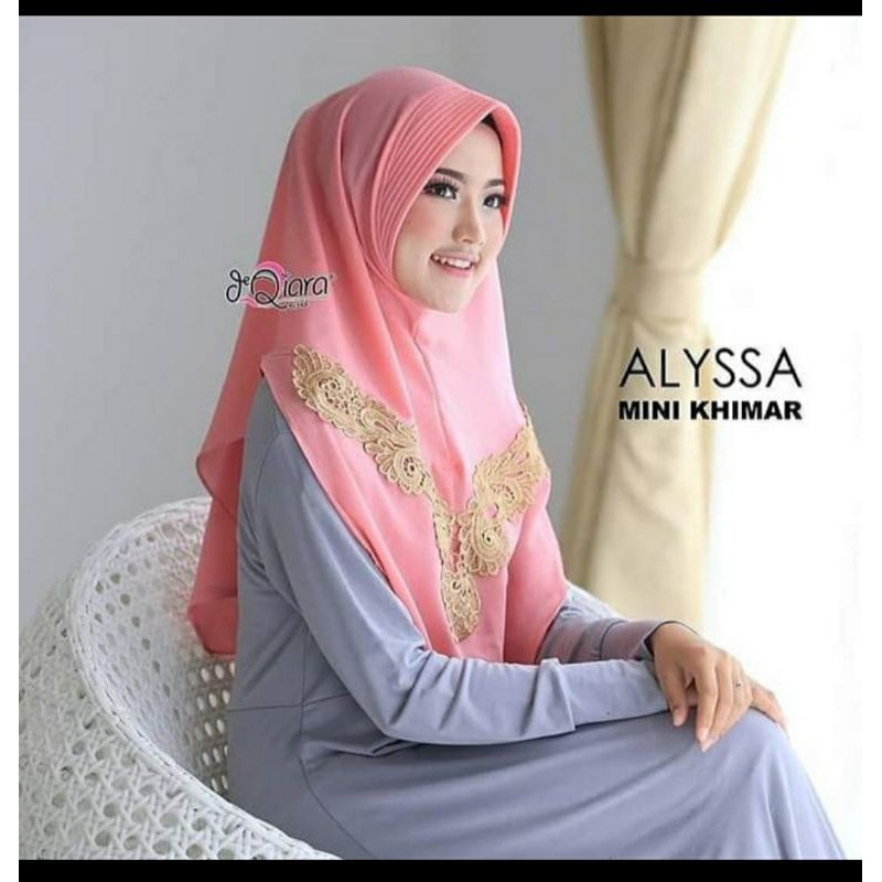 Hijab Jilbab Bergo Pad busa Polos Motif pesta casual harian Mini  Khimar Alyssa original deqiara