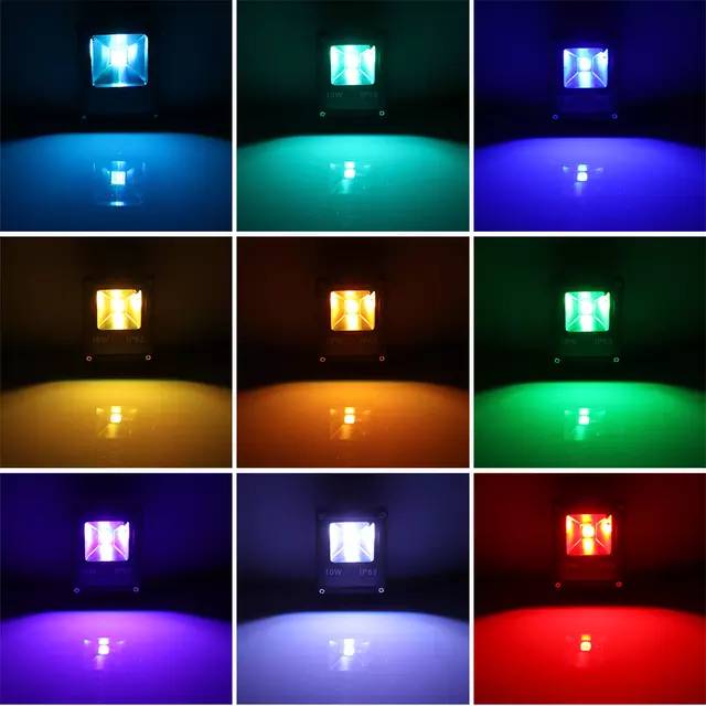 Lampu sorot RGB 10w Led full color warna warni 10 w watt flood light taman outdoor Remote Taman Hias