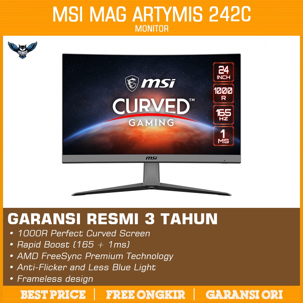 LED MSI MAG ARTYMIS 242C 24&quot; Curve 165Hz 1ms 1000R Gaming Monitor