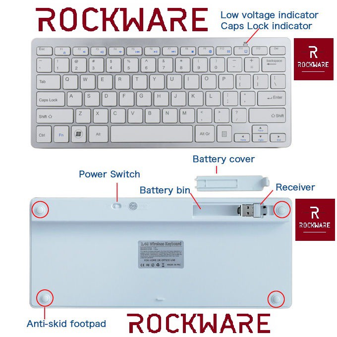 ROCKWARE RW-C9 - Keyboard Mouse Wireless Combo - Thin Slim Design