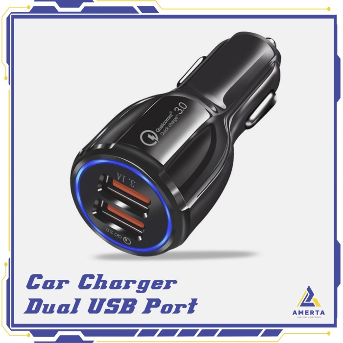 Taffware Car Charger Dual USB Port 3.1A QC3.0