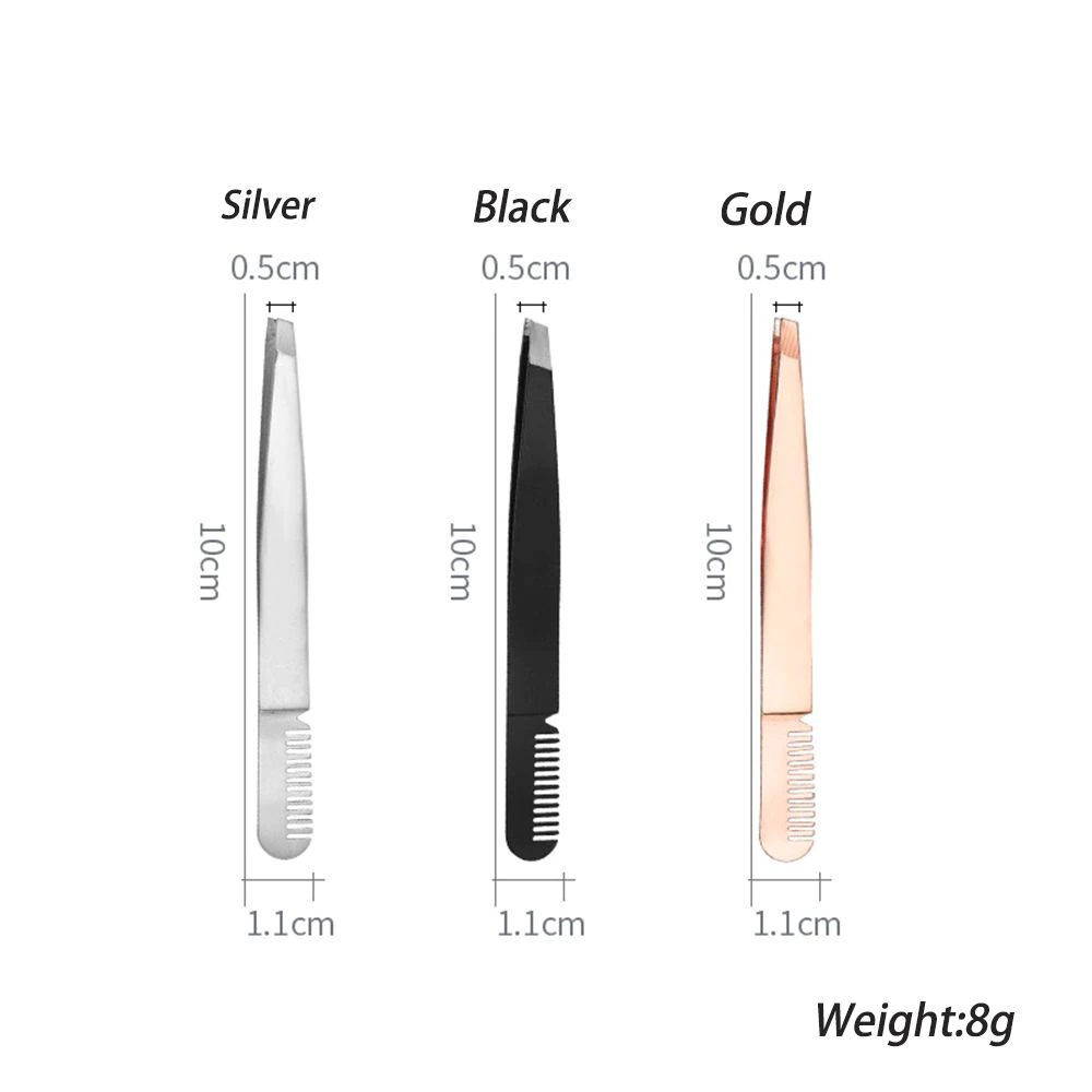 PINSET Alis 2in1 Penjepit BULUMATA DAN SISIR ALIS Eyelash Tweezers Stainless Steel False Eyelashes Makeup Volume Lashes Multifungsi Anti Karat F751