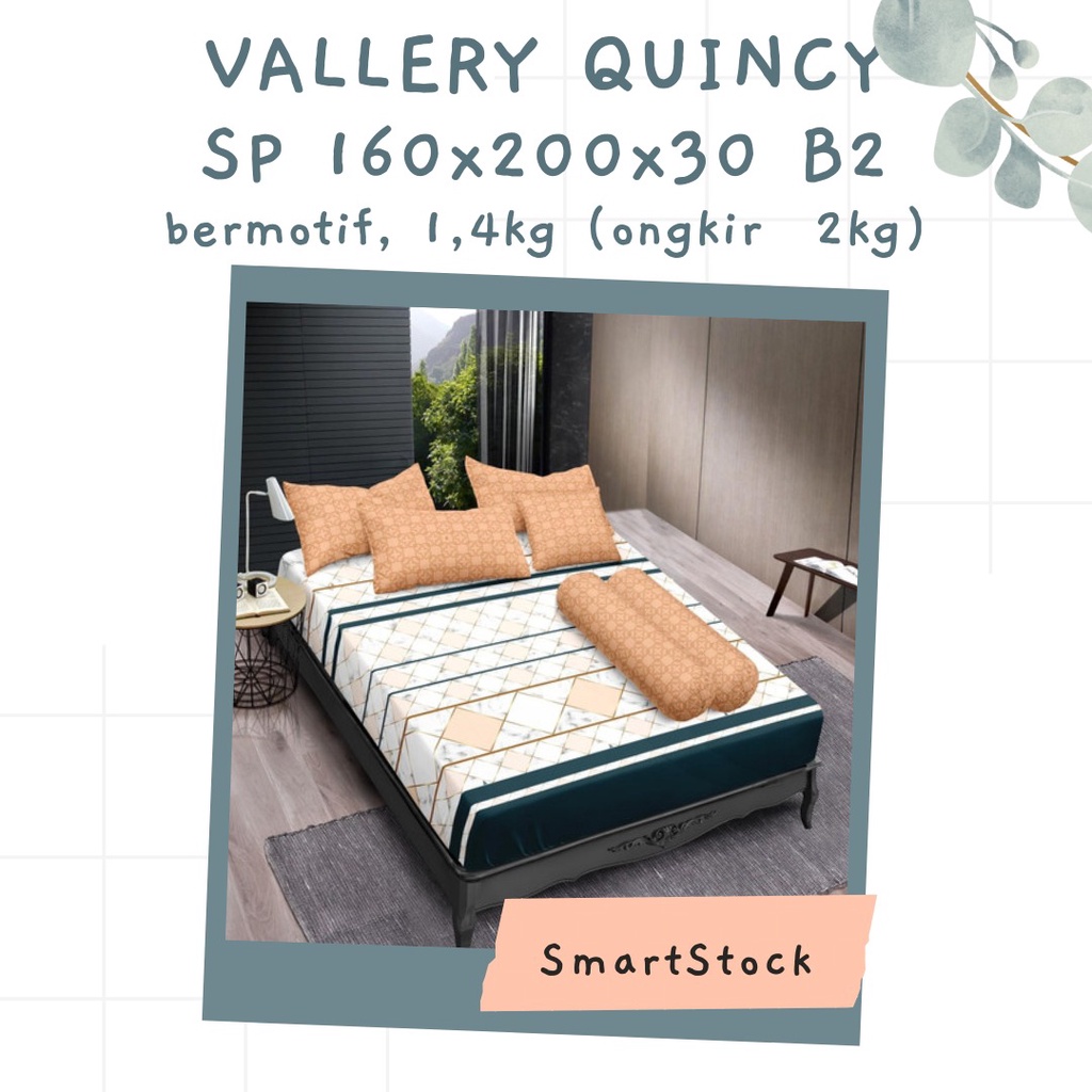 SS Sprei 160 Vallery Quincy Printing Mix Motif UTUH 160x200x30 Tinggi 30 cm Queen Size No 2