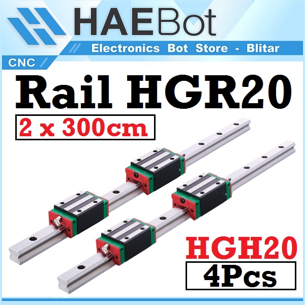 [HAEBOT] Set Rail HGR20 HGR 20 2x300cm Rel Linear Guide Shaft 20mm CNC Laser As Stainless 2 x 300cm Motion Industri Full Triplek Mesin Mekanik Otomasi