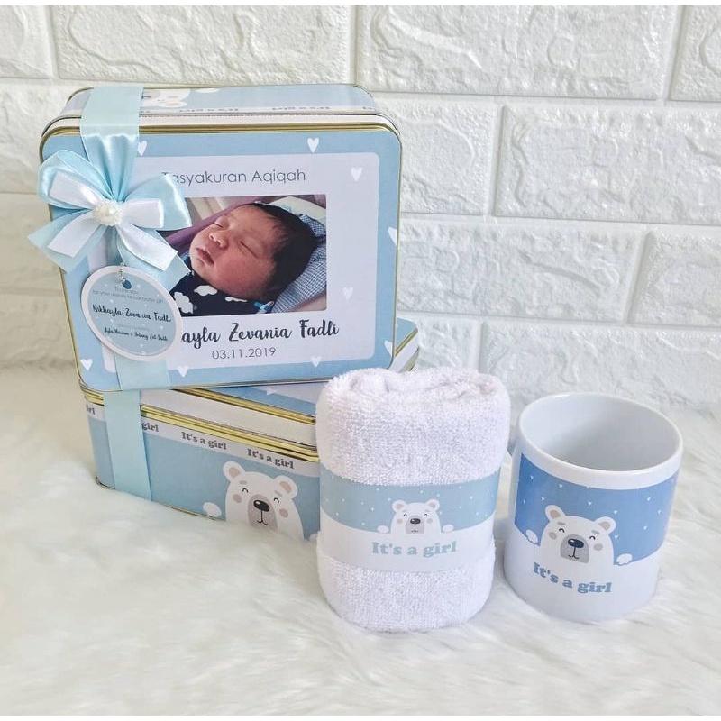 Hampers Baby | Souvenir Mug Handuk Bordir Box