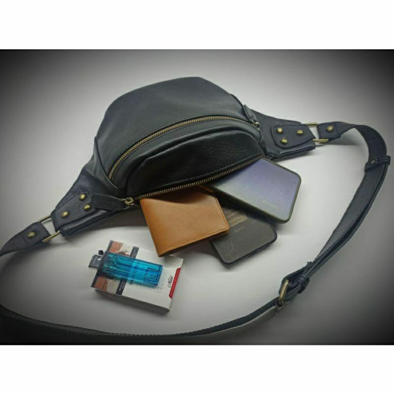 ⭐⭐⭐⭐⭐ Waist Bag Pria Kulit Asli Premium Original - Waist Bag Kulit Pria Asli - Tas Waist Bag Kulit T