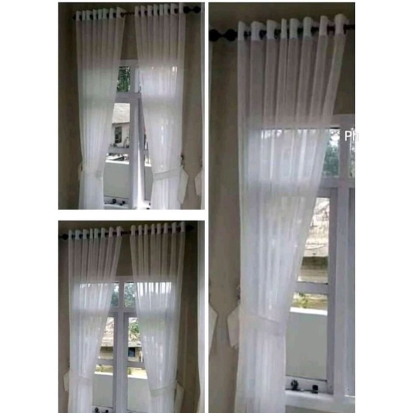 Gorden Vitrase Model Ring L 100 x T 300cm Hordeng Lapisan Putih Polos Gorden Vitras Polos