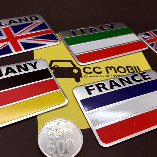 Tempelan Stiker Emblem Mobil Flag BENDERA PERSEGI Germany England Italy Australia France America