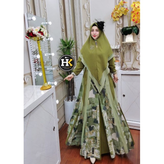 Aqifa Syar'i ORI by HK Dermawan / Gamis Set Syar’i / Gamis Pesta Mewah / Dress Muslimah Branded / Baju Syari Terbaru / Gamis Syari Mewah-5