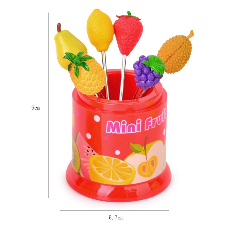 Garpu buah Garpu Mini Garpu Kue Stainless Tusuk buah MINI FRUITS FORK BOX - Motif Buah