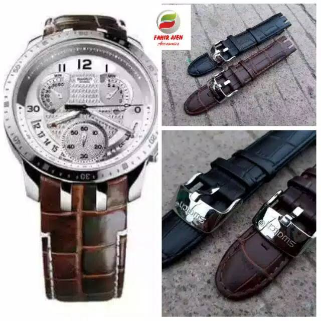 TALI JAM SWATCH RETROGRADE LEATHER STRAP TALIJAM TANGAN SWATCH RETROGRADE ORIGINAL