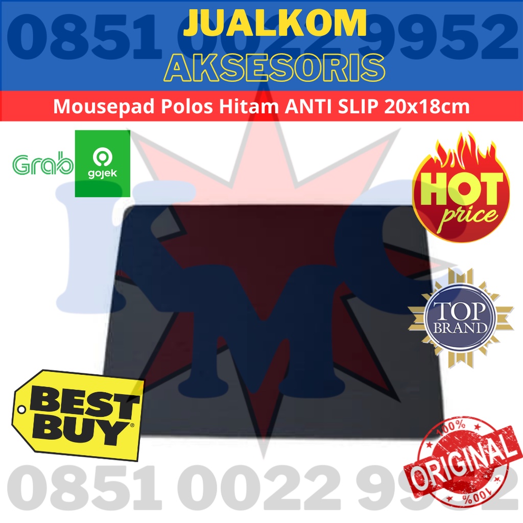 Mousepad Polos Hitam ANTI SLIP 20x18 cm