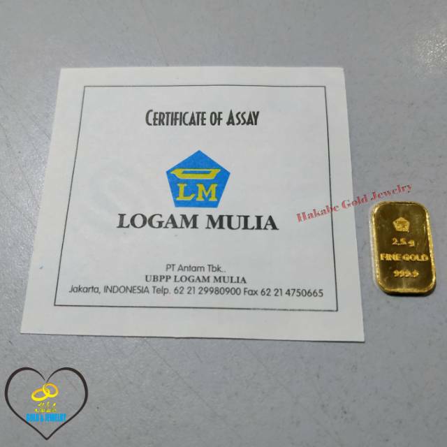 Emas Batangan ANTAM Logam Mulia LM 24K Gold Bar Gold Fine Gold 2.5 gram