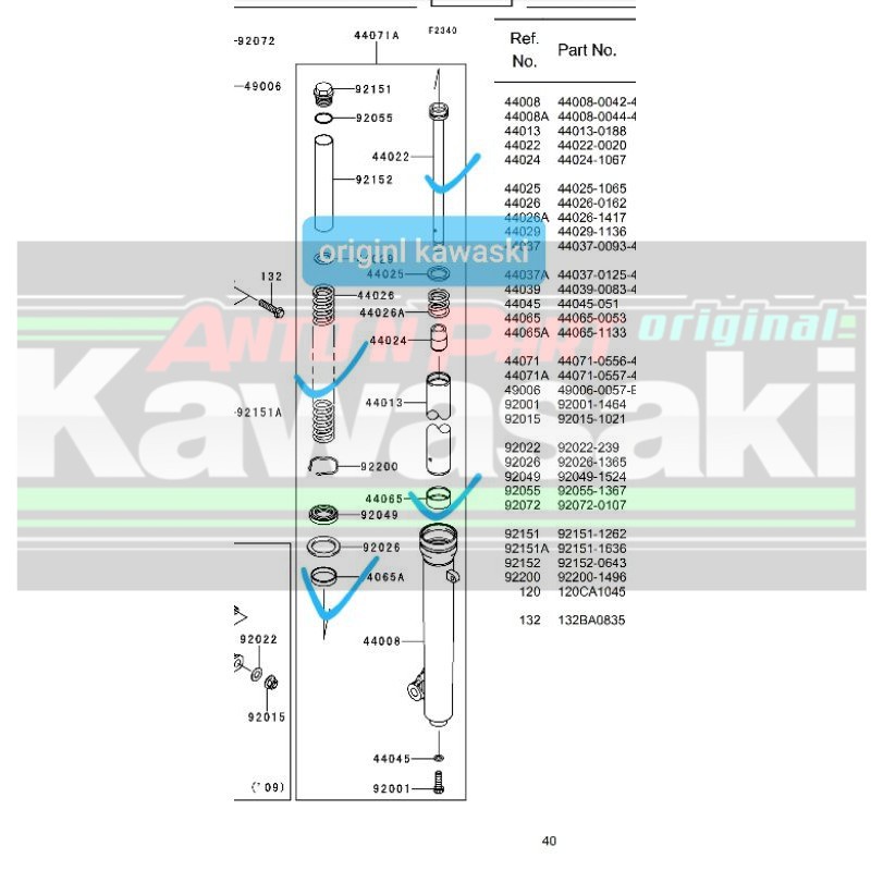isian tele shock depan klx l original kawasaki