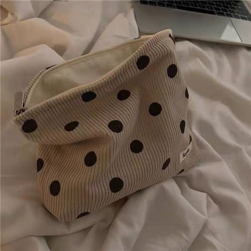 pouch polkadot tas kosmetik make up travel bag serbaguna multifungsi clutch dompet besar aksesoris fashion wanita dewasa korea PO06