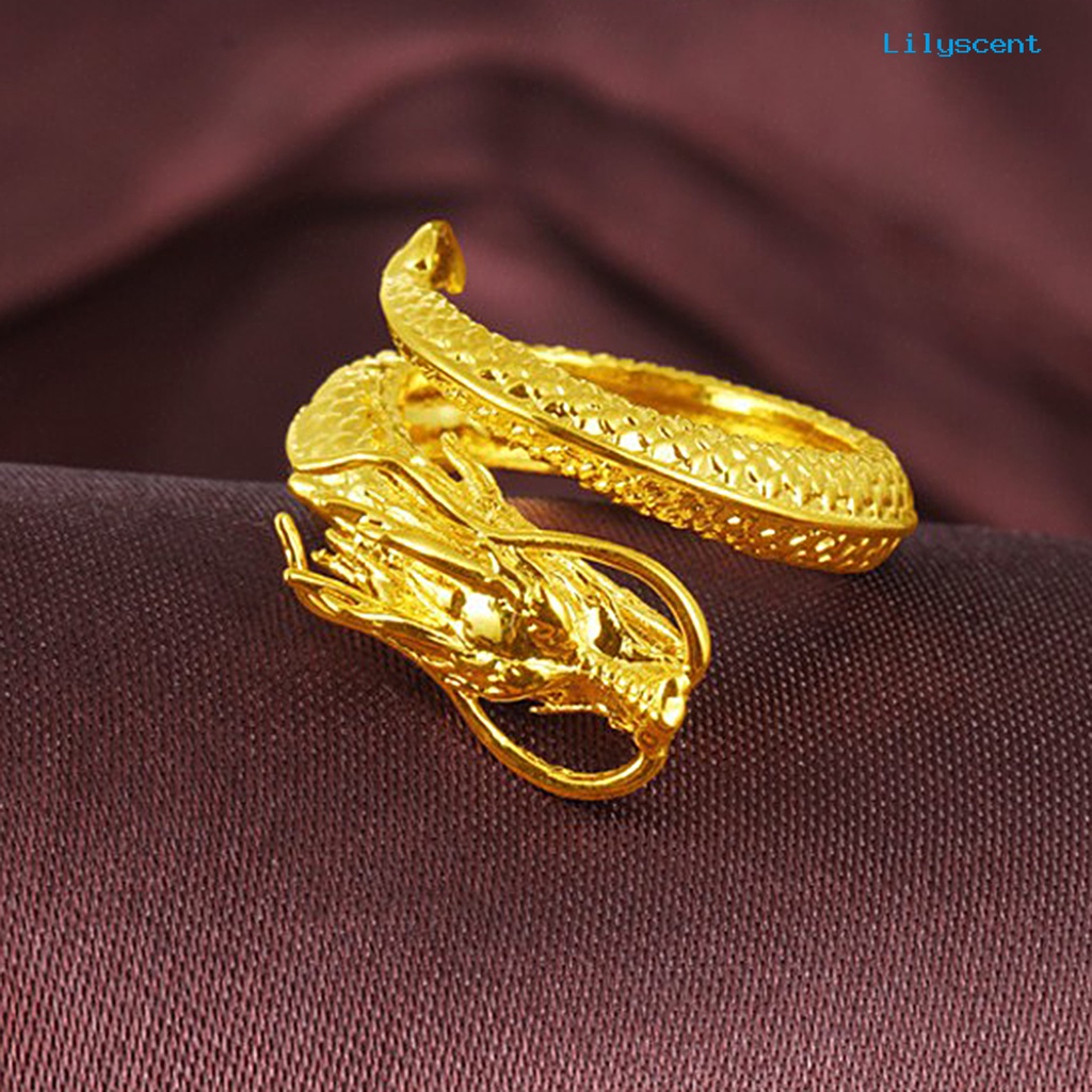 Ls Cincin Model Terbuka Desain Ukiran Naga Gaya Vintage Untuk Pria