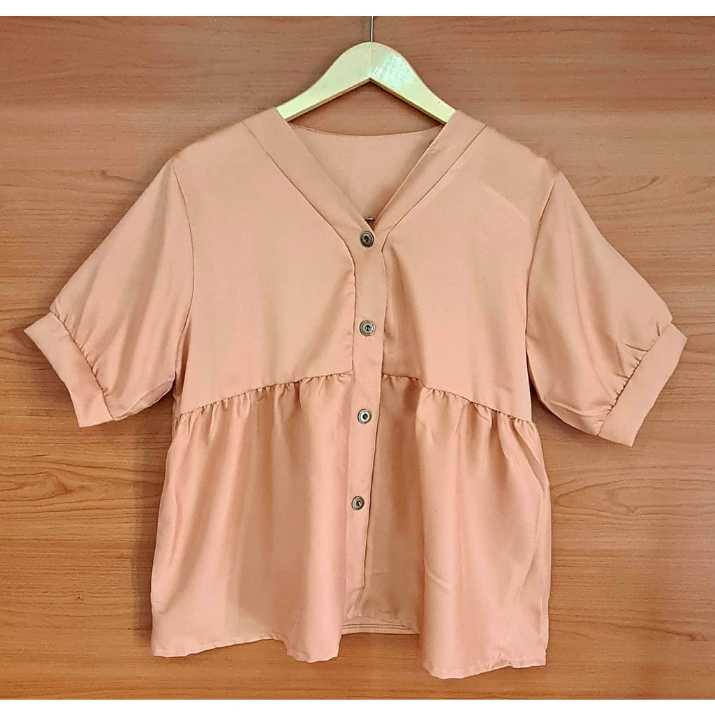 BinxFashion Blouse Jumbo / Atasan Wanita Jumbo / Pakaian Wanita Jumbo 40-Coklat Susu