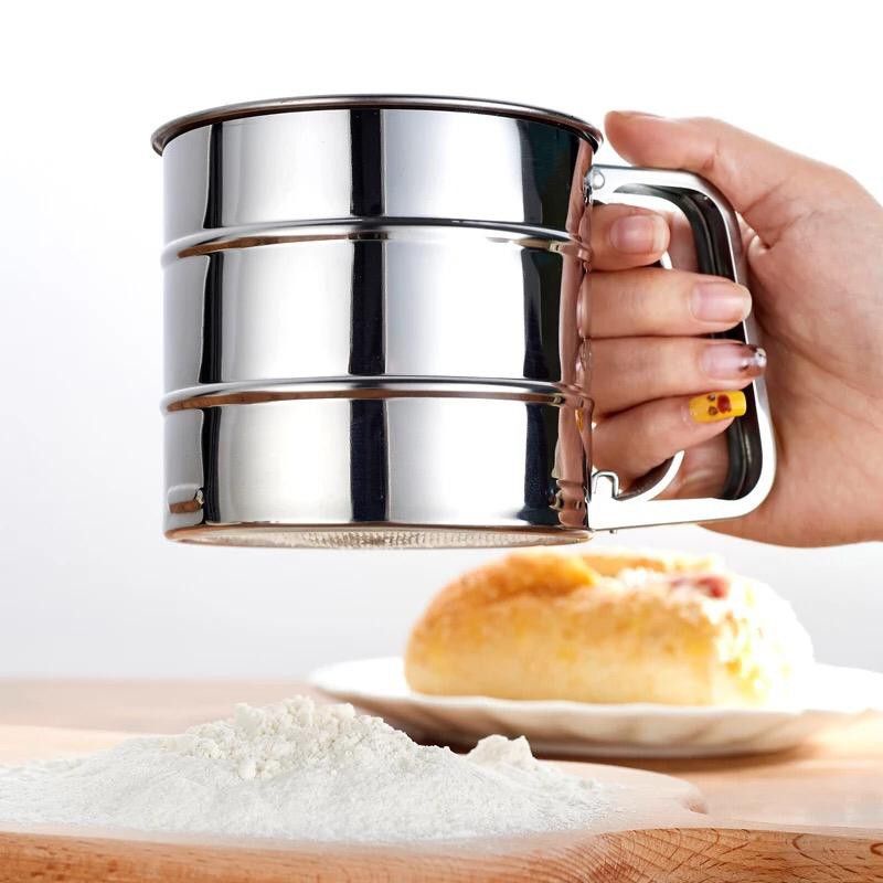 Cangkir Saringan Tepung Terigu Gula Stainless Steel Ayakan Penyaring Tepung