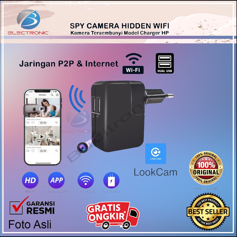 Ip Camera Charger Wifi / Adaptor Kamera Dual Usb 1080P / Spy Camera