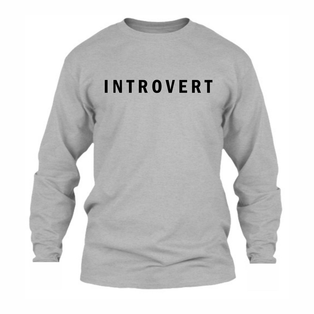 Indoholic Atasan Baju Kaos Distro Kaos Lengan Panjang Pria Wanita Combed 100% Introvert