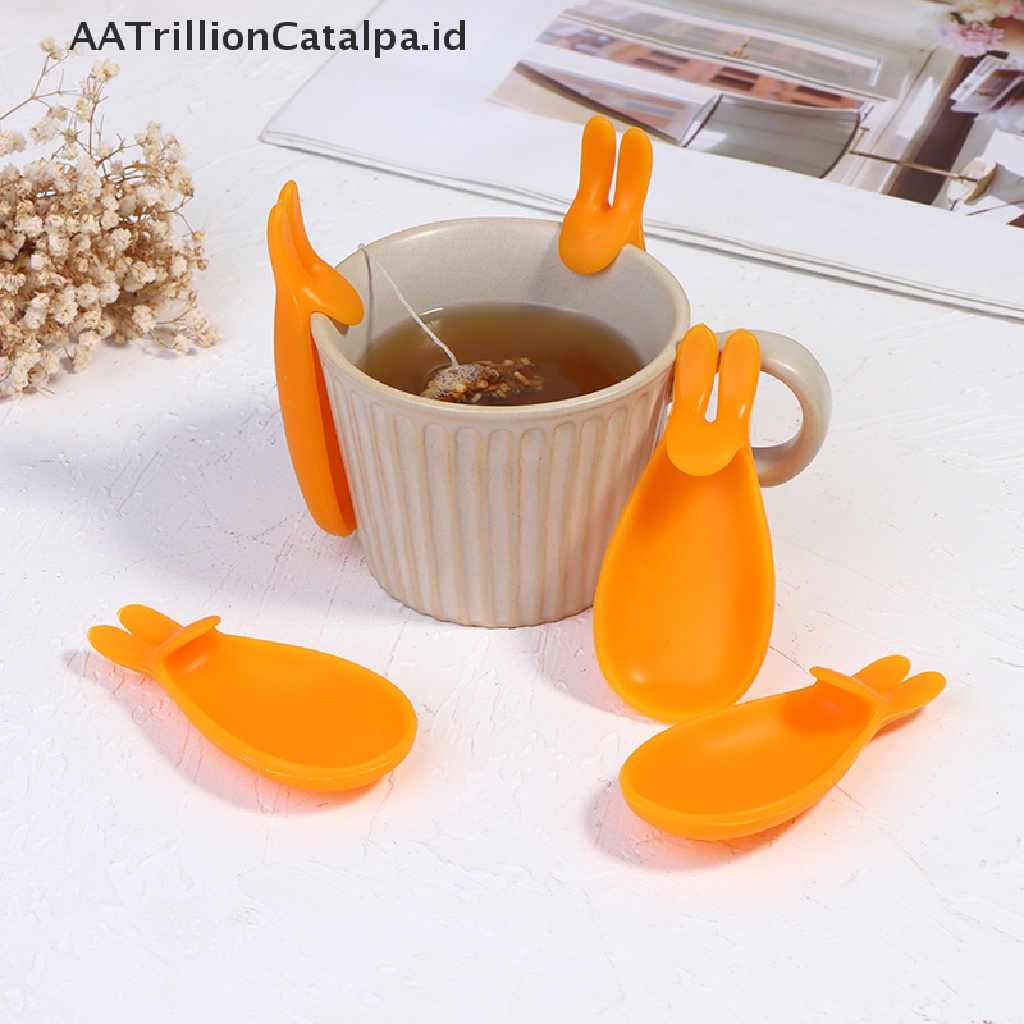 (AATrillionCatalpa) Holder Kantong Teh Bentuk Kelinci 5 Slot Bahan Silikon Warna Permen