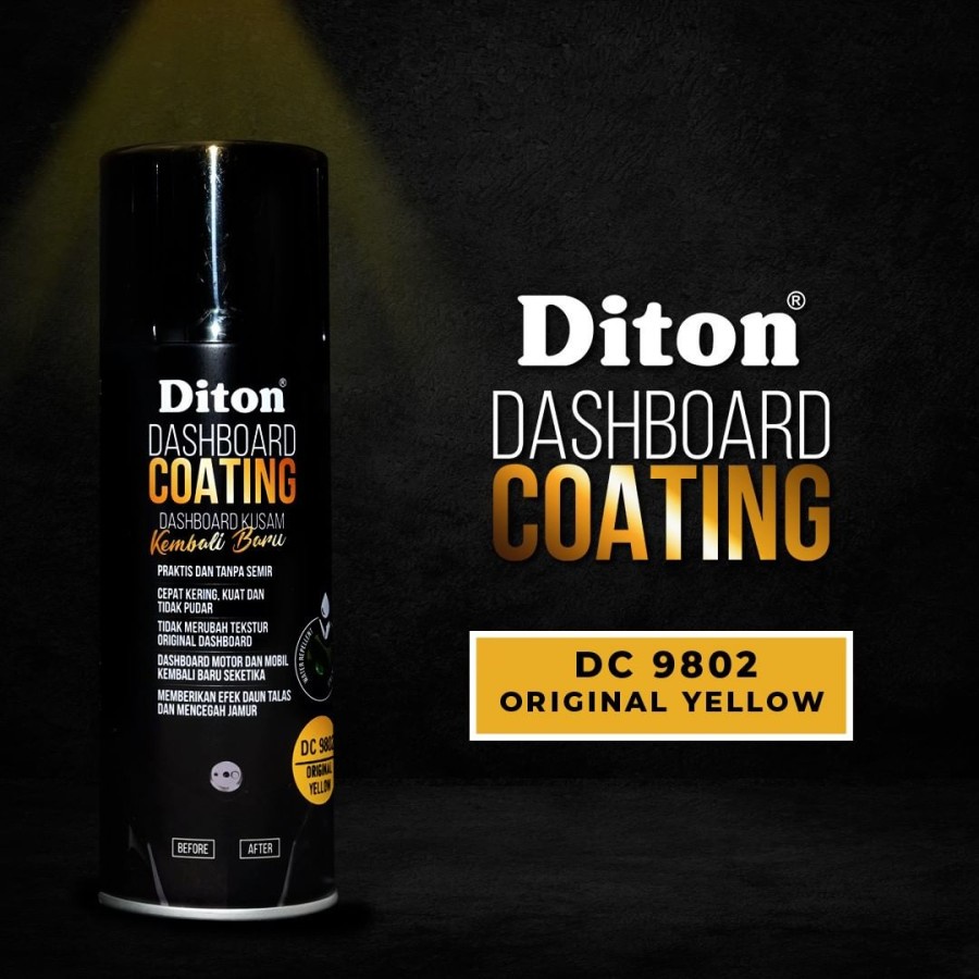 DITON PREMIUM DC 9802 DASHBOARD COATING YELLOW Kuning Cat Semprot Pylox Pilox