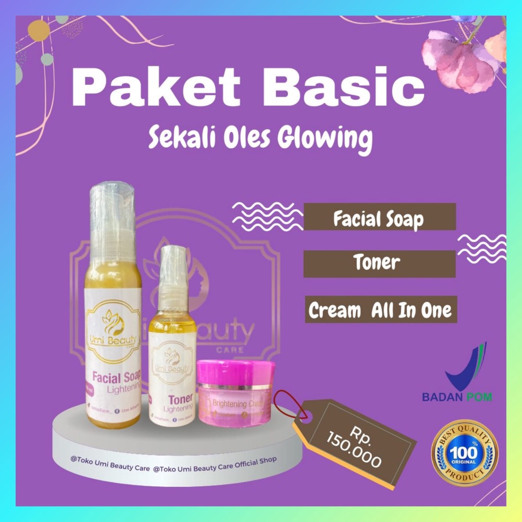 UBC, PAKET BASIC UBC, UMI BEAUTY CARE, SKINCARE UBC, GLOWING, BPOM, BY UMI ALFATIH & ORIGINAL 100%, 