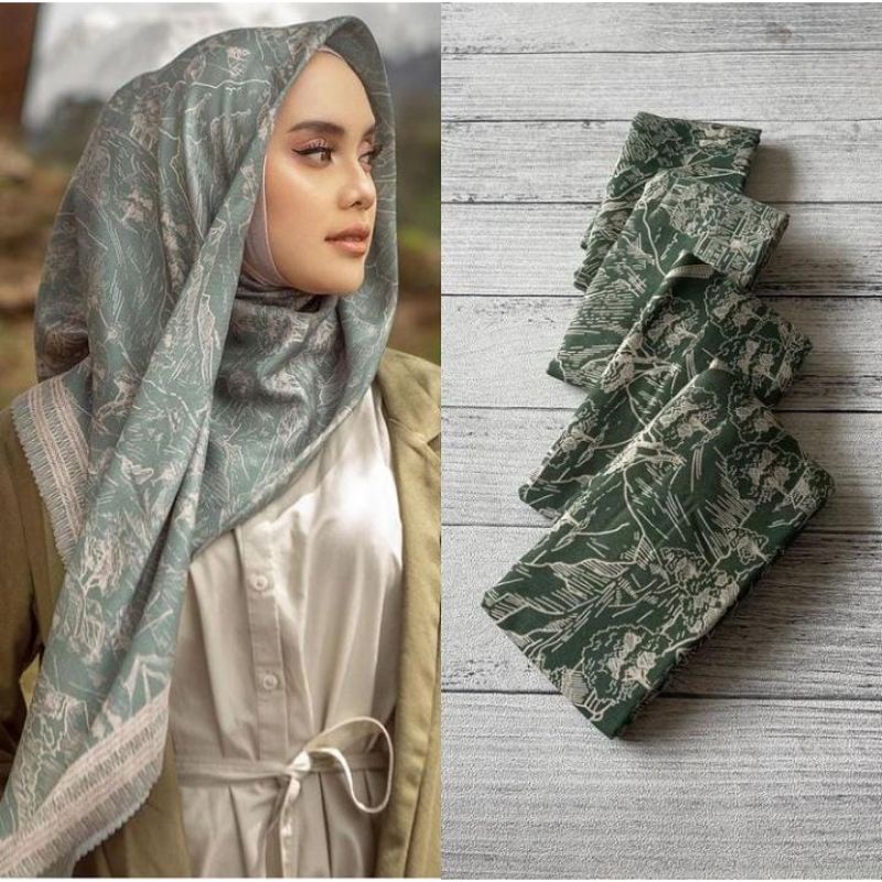 PRODUK TERBARU!! Jilbab Segiempat Voal Motif , Hijab Square Printing Lassercut Premium, Harga Grosir-T042