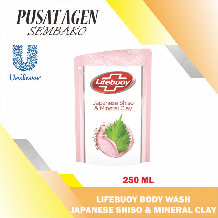 LIFEBUOY BODY WASH JAPANESE SHISO MINERAL CLAY POUCH REFILL 250 ML SABUN MANDI CAIR REFIL 250ML JAPA