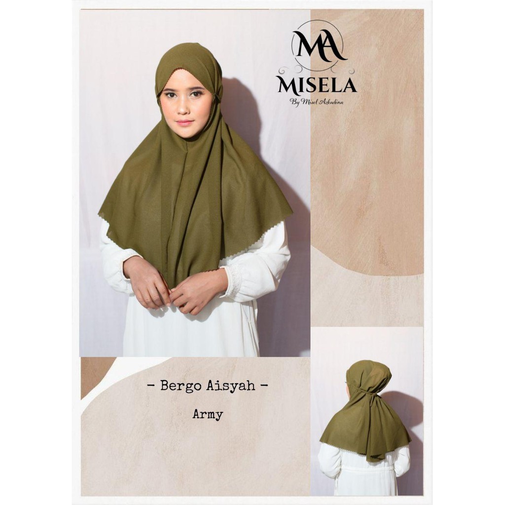 HIJAB BERGO MISELA DIAMON AISYAH WARNA ARMY LASER CUT
