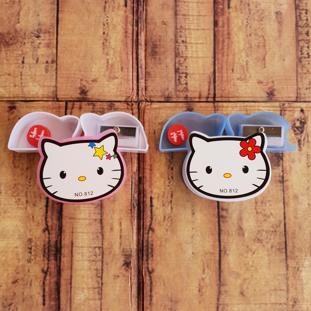 Rautan Pensil - Serutan Pensil Hello Kitty 812 - Asahan Pensil Kepala Hello Kitty 2in1 + Penghapus