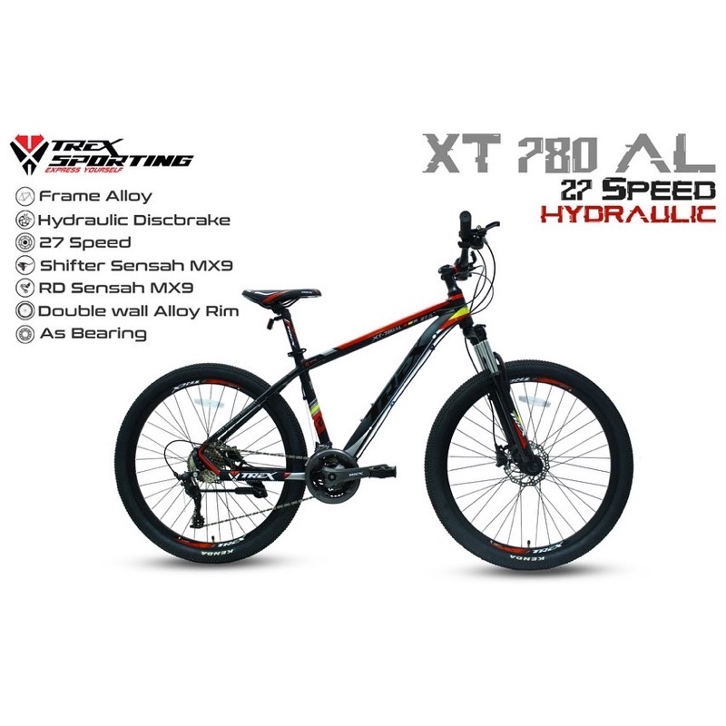 promo agustus 27.5” trex xt 780 FL Alloy 27Sp Hydraulic disc brake alloy frame fork lock