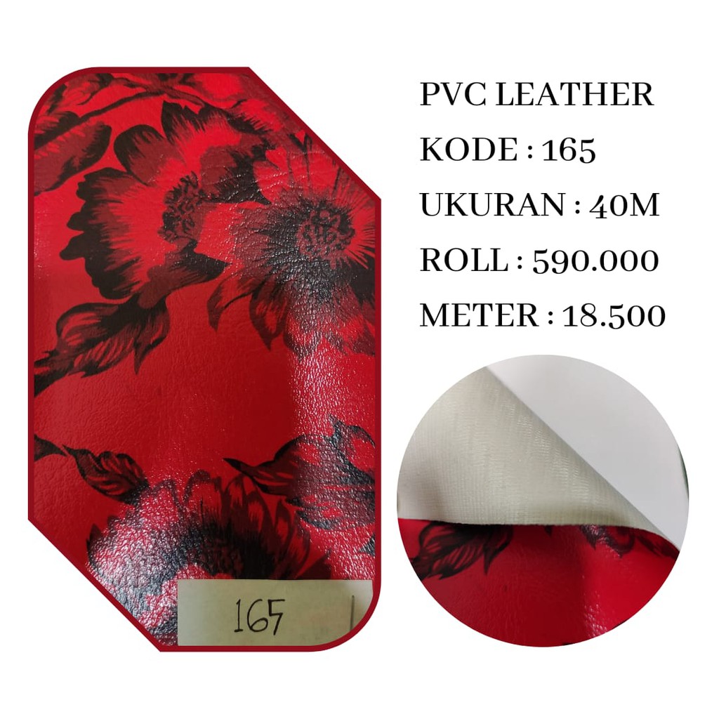 BAHAN KAIN KULIT SINTETIS / KAIN PVC LEATHER IMITASI KEMBANG RH18N#228 . 2C HARGA PERMETER