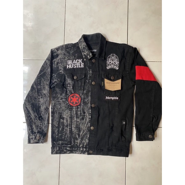 Memphisorigins | Ripped Washed Denim Jacket - Black Hustle (SOLDOUT❌)