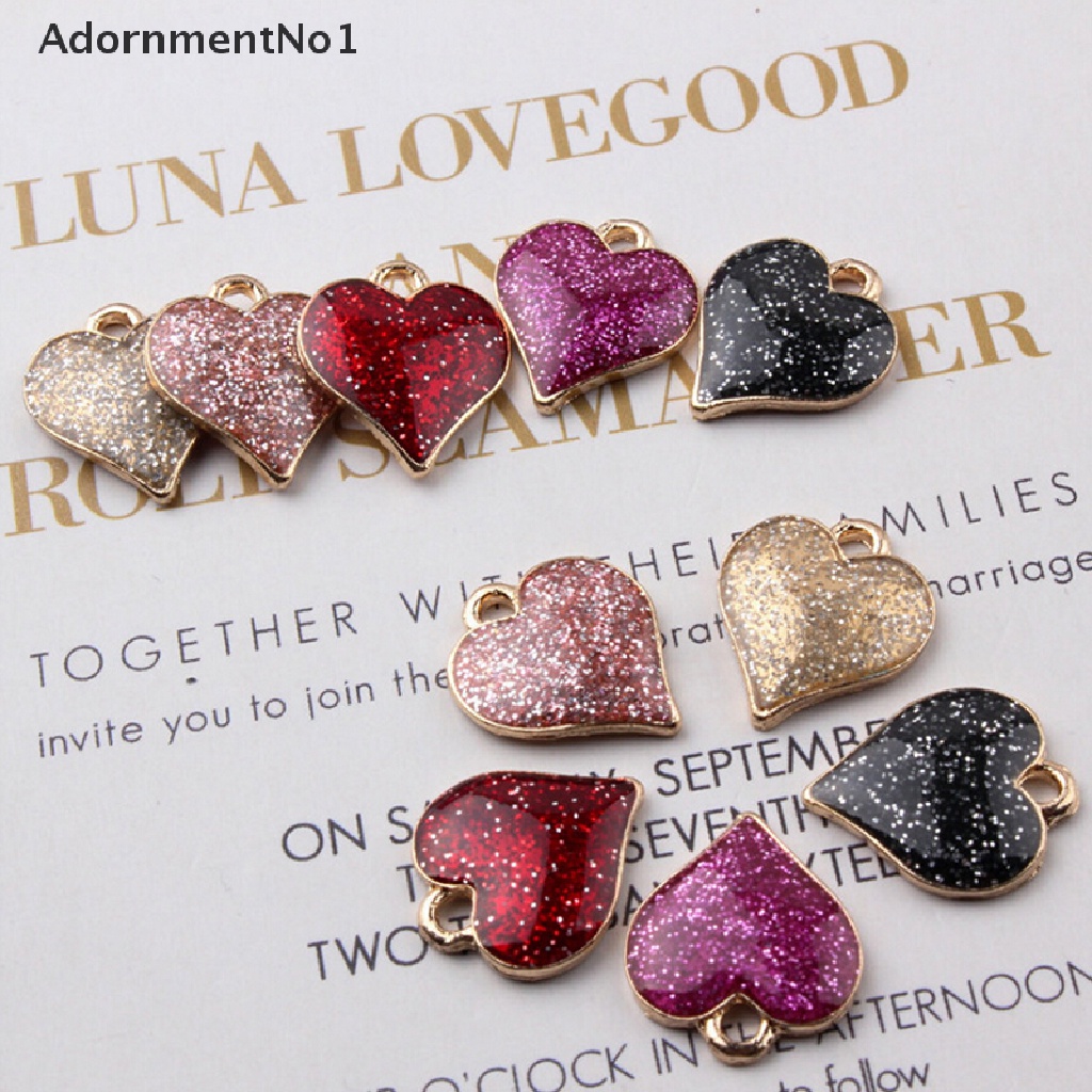 (AdornmentNo1) 10pcs / Set Liontin Hati Enamel Bahan Alloy Handmade DIY Untuk Wanita