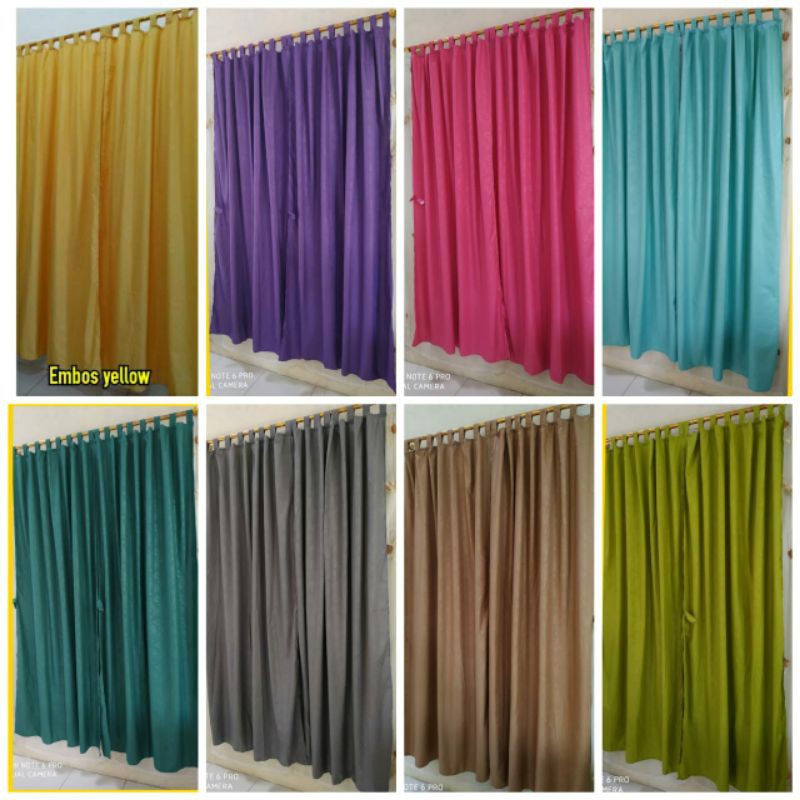 Gorden Pintu Jendela Polos Embos Tali Perekat