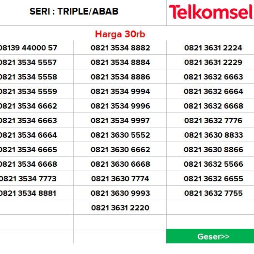 Grosir Terbaik Nomor Cantik Telkomsel SimPATI 4G Triple /ABAB-AABB Super Rapi Minimalis