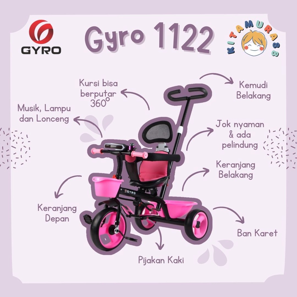 Sepeda Stroller Anak Roda Tiga GYRO 1122