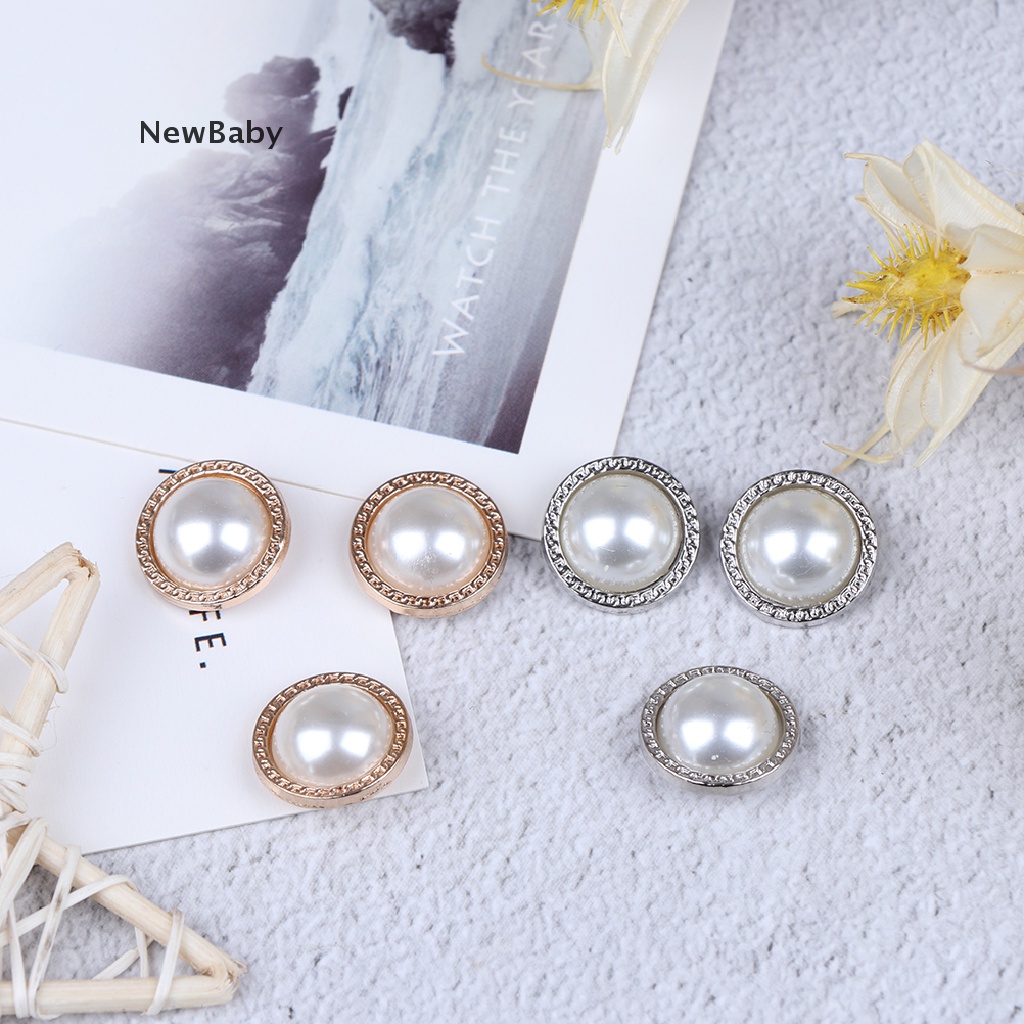 10pcs Kancing Mutiara Metal Untuk DIY Craftdekorasi Scrapbookmenjahit