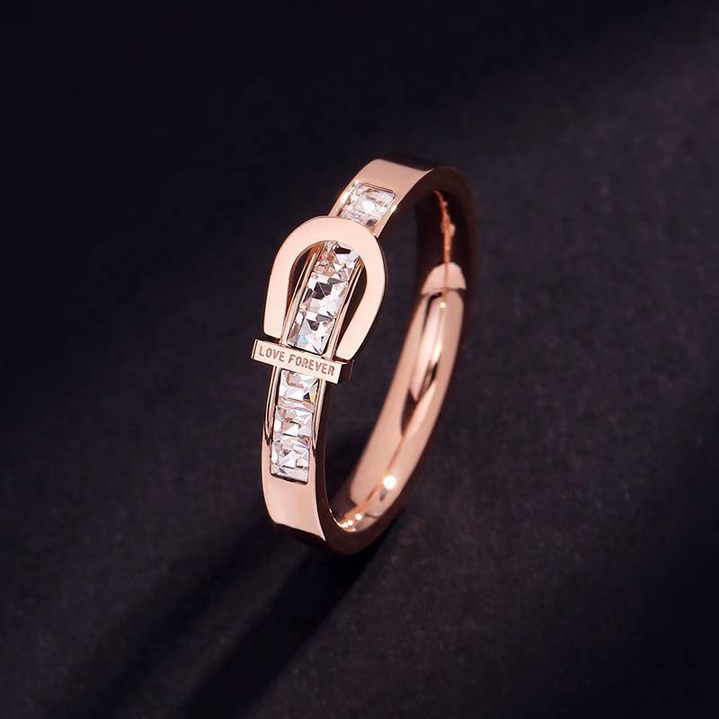 Baja Titanium baru rose gold cahaya mewah minoritas desain zirkon desain belt baik lingkaran serbagu