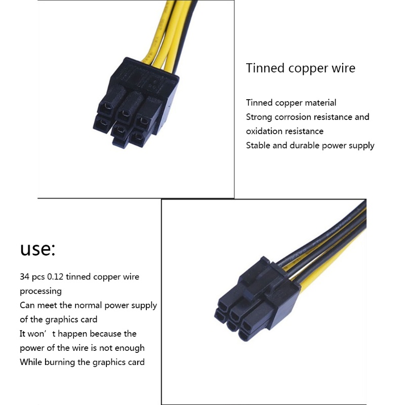 Kabel Ekstensi Power Supply btsg 6pin Ke 8Pin Kabel Adaptor 8Pin GPU 6pin Male to 8Pin (6+2) Male Graphics Card Power