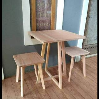 1 set Kursi meja makan kantin FULL JATI resto cafe angkringan | Shopee