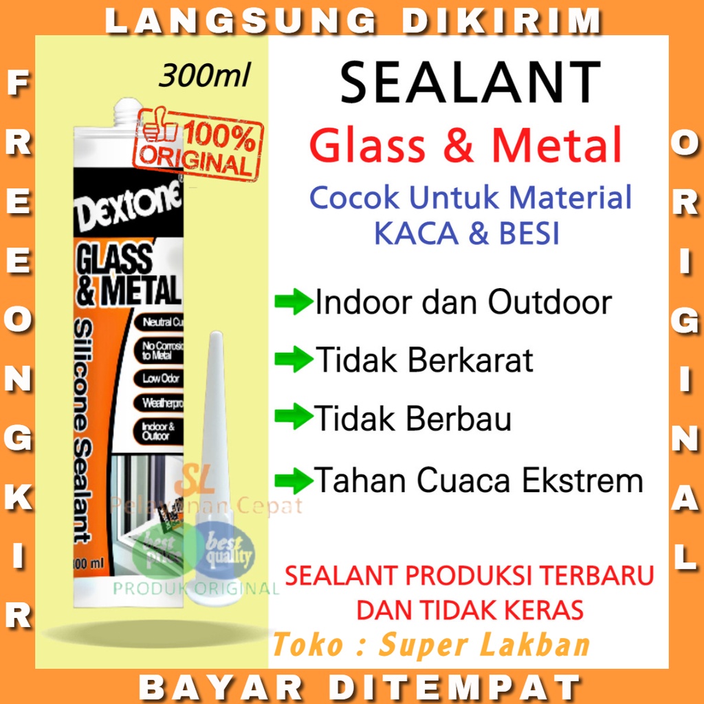 Dextone Silicone Sealant Lem Kaca &amp; Metal Neutral Cure Indoor Outdoor